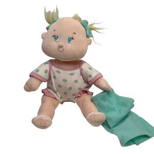 Tollytots Baby Doll Soft Plush Stuffed Blanket 13" Embroidered Eyes 13 Inches